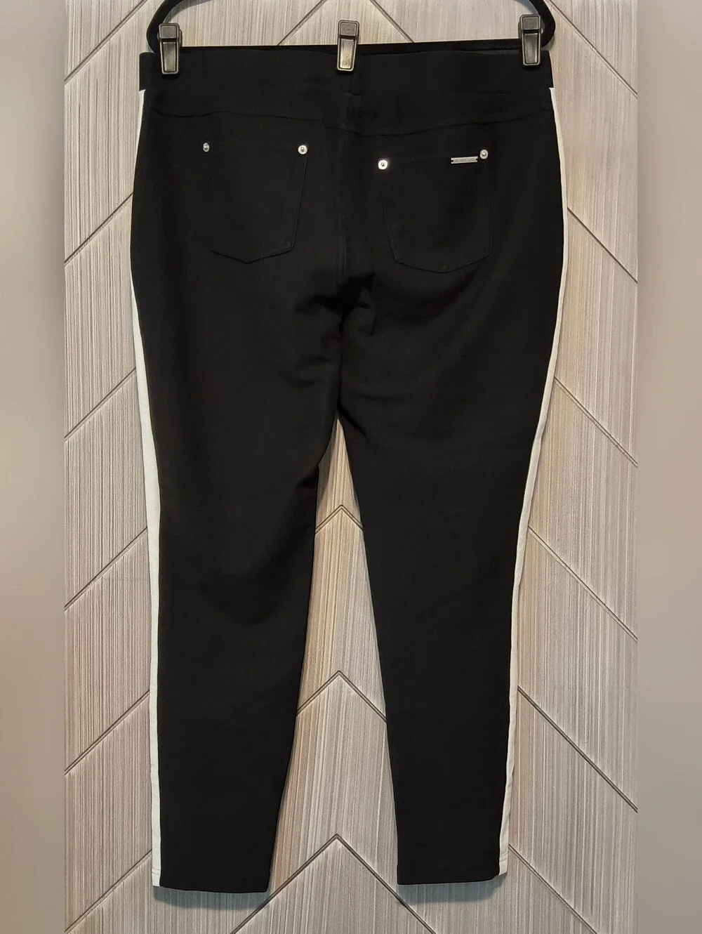 MICHAEL Michael Kors XL Black White Tuxedo Stripe Skinny Stretch Pants